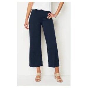 J.Jill Womens Navy Blue Wide-Leg Pants Size Large knit cropped new $79